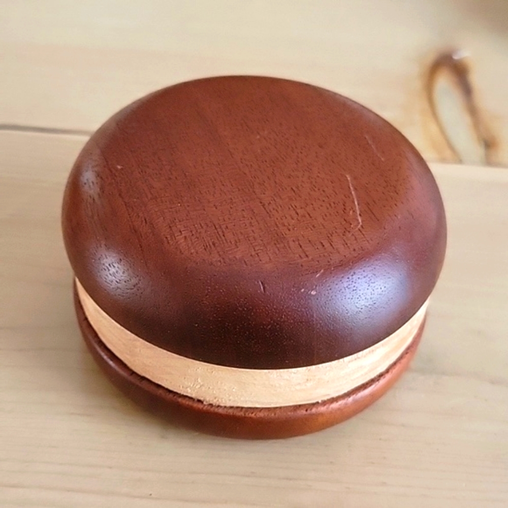 Round Handmade Wood Trinket Container